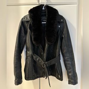 GUESS Belted Faux Leather Jacket